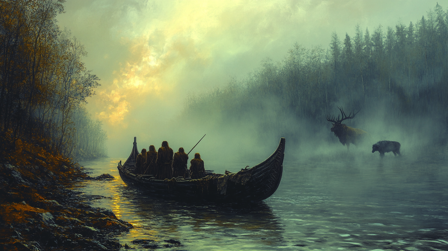 Mesolithic Ireland FIrst Settlers arriving by boat