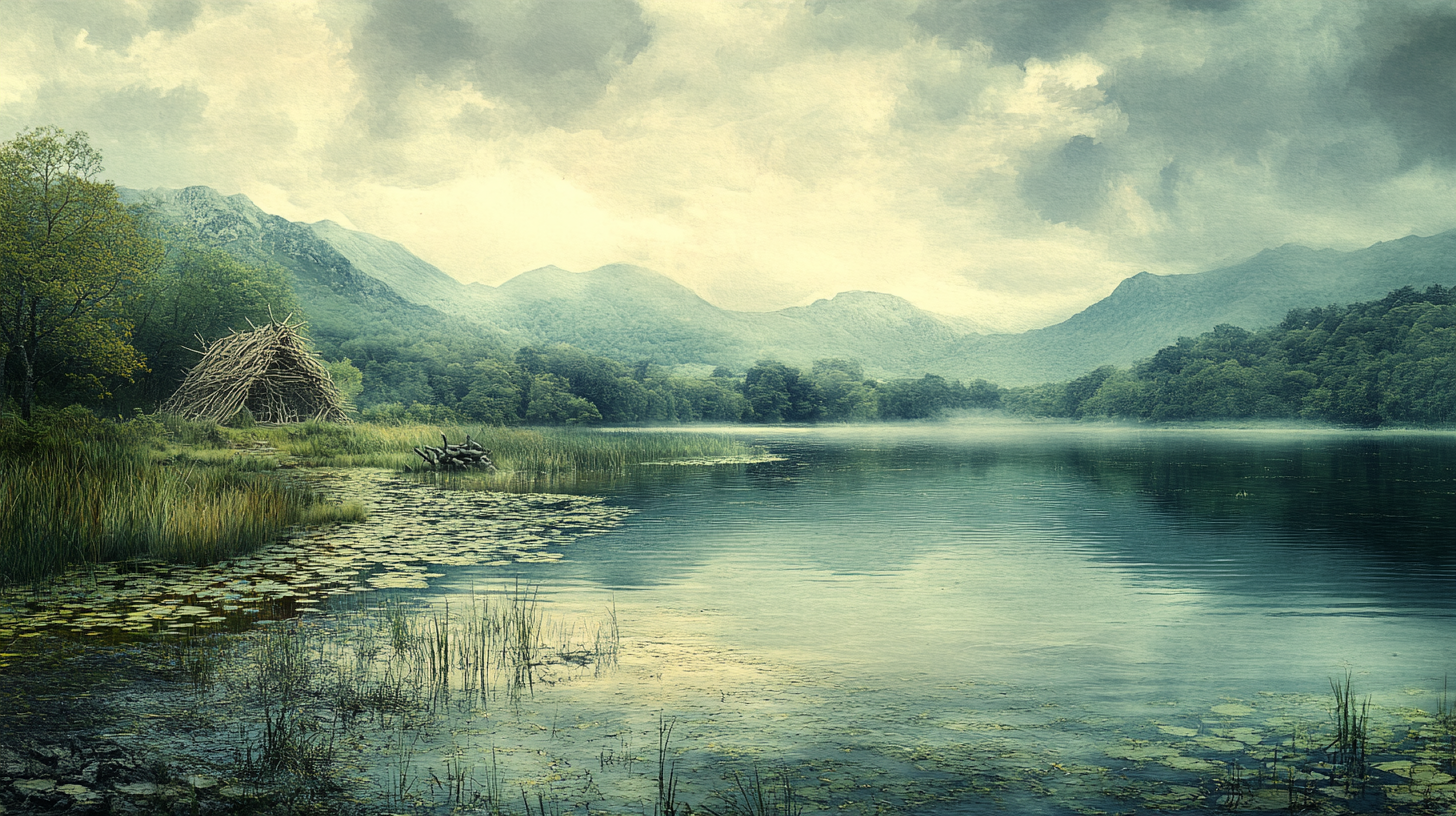 Later Mesolithic Hut on the edge of a lake